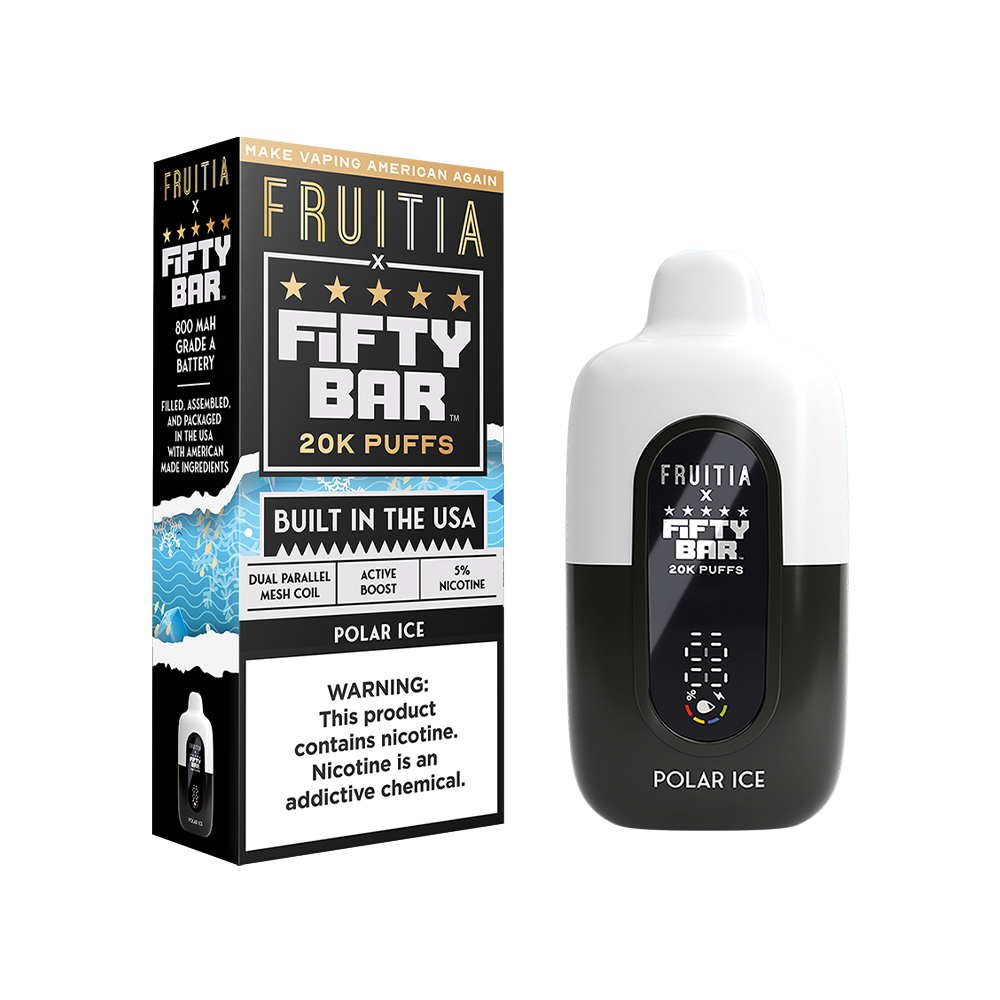 Fifty Bar Fruitia Disposable | 20000 Puffs | 16mL | 50mg | Polar Ice with packaging