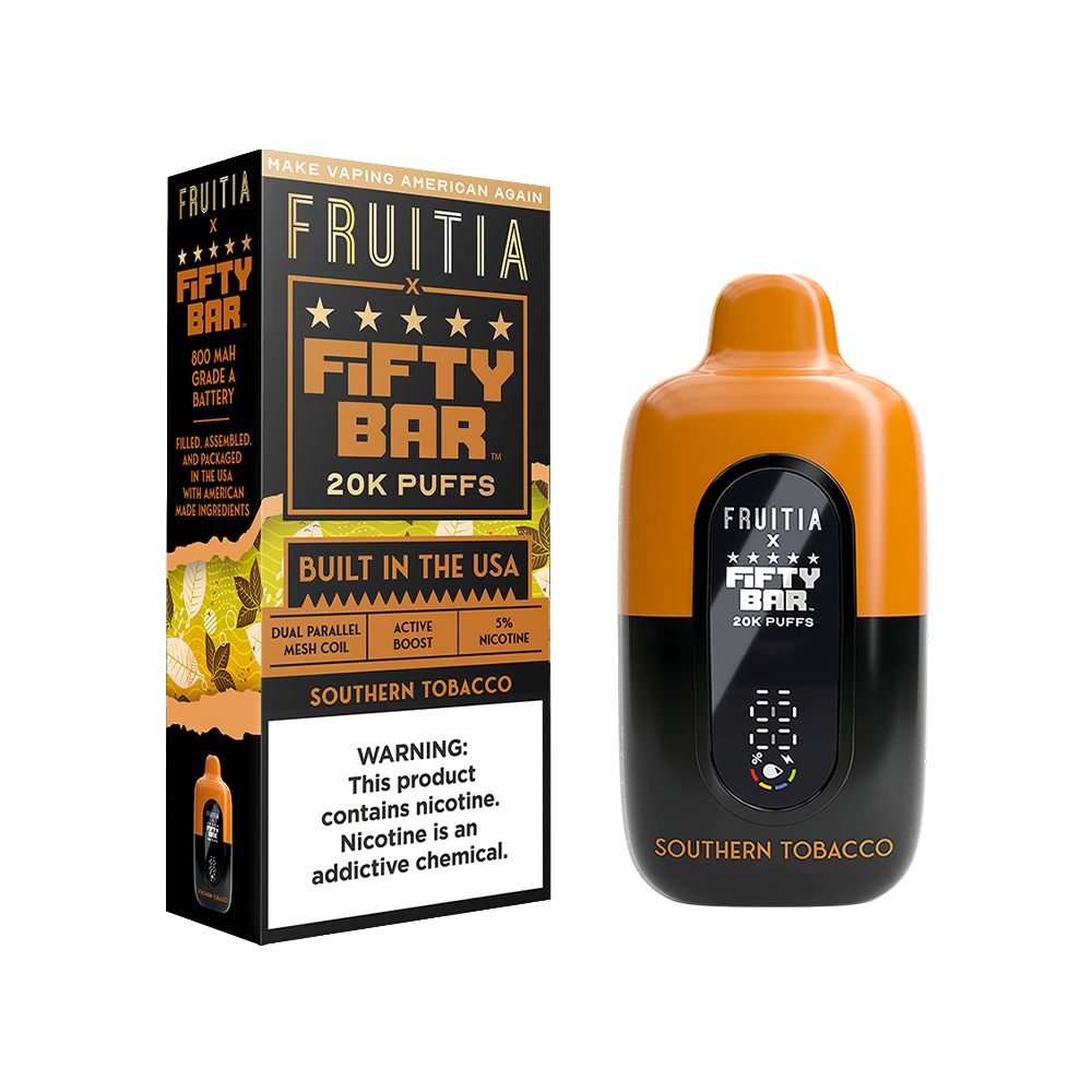 Fifty Bar Fruitia Disposable | 20000 Puffs | 16mL | 50mg | Southern Tobacco with packaging