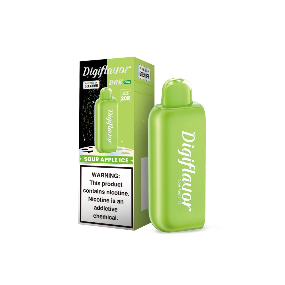 Geek Bar Digi Flavor BRK Pods | 20000 Puff | 12mL | 50mg | (Pod Only) | Sour Apple Ice with packaging