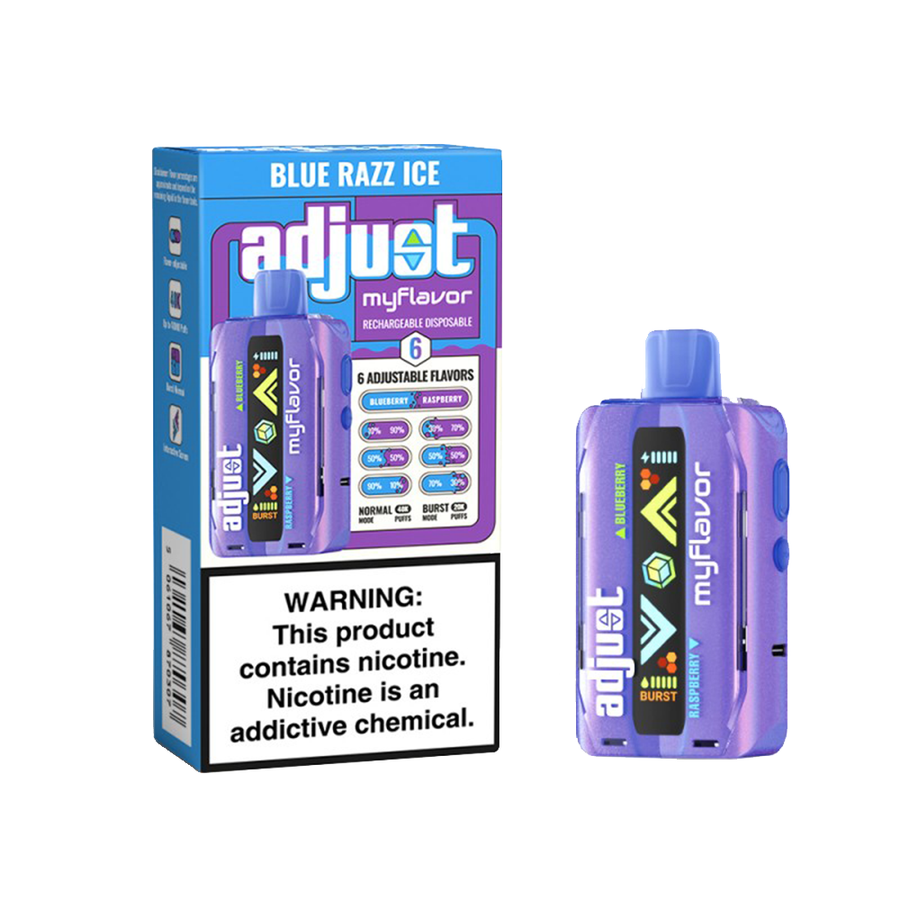 Adjust MyCool Disposable | 40000 Puff | 20mL | 50mg | My Flavor Blue Razz Ice with packaging