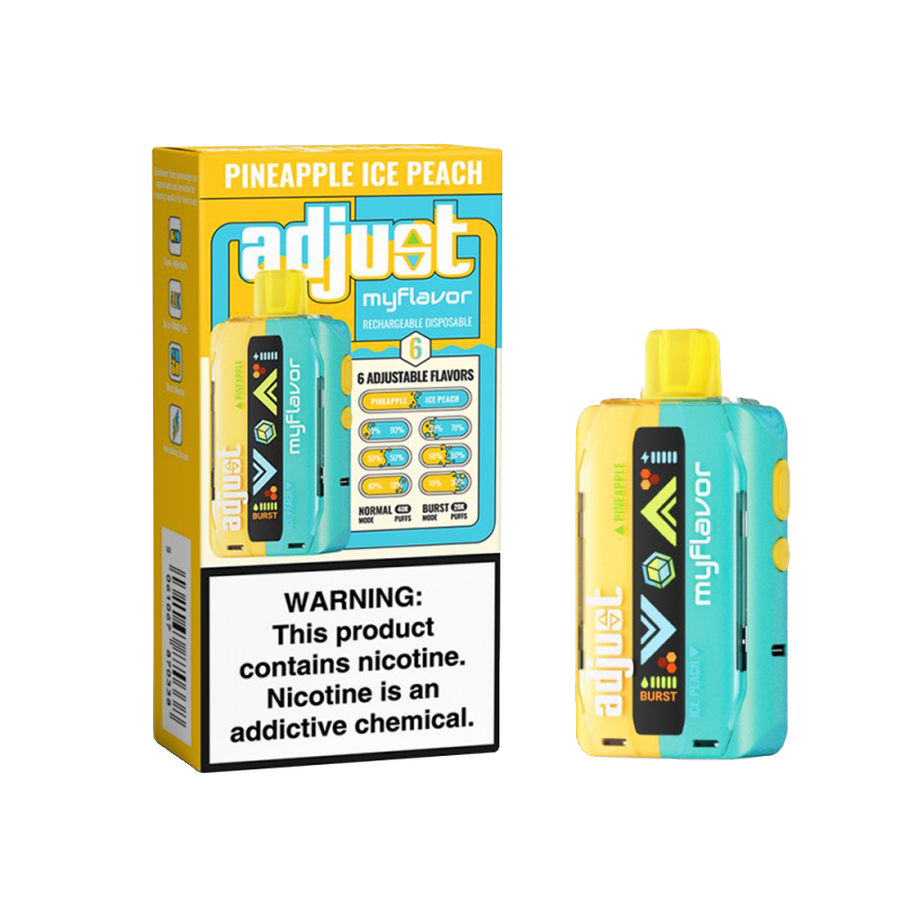 Adjust MyCool Disposable | 40000 Puff | 20mL | 50mg | My Flavor Pineapple Ice Peach with packaging