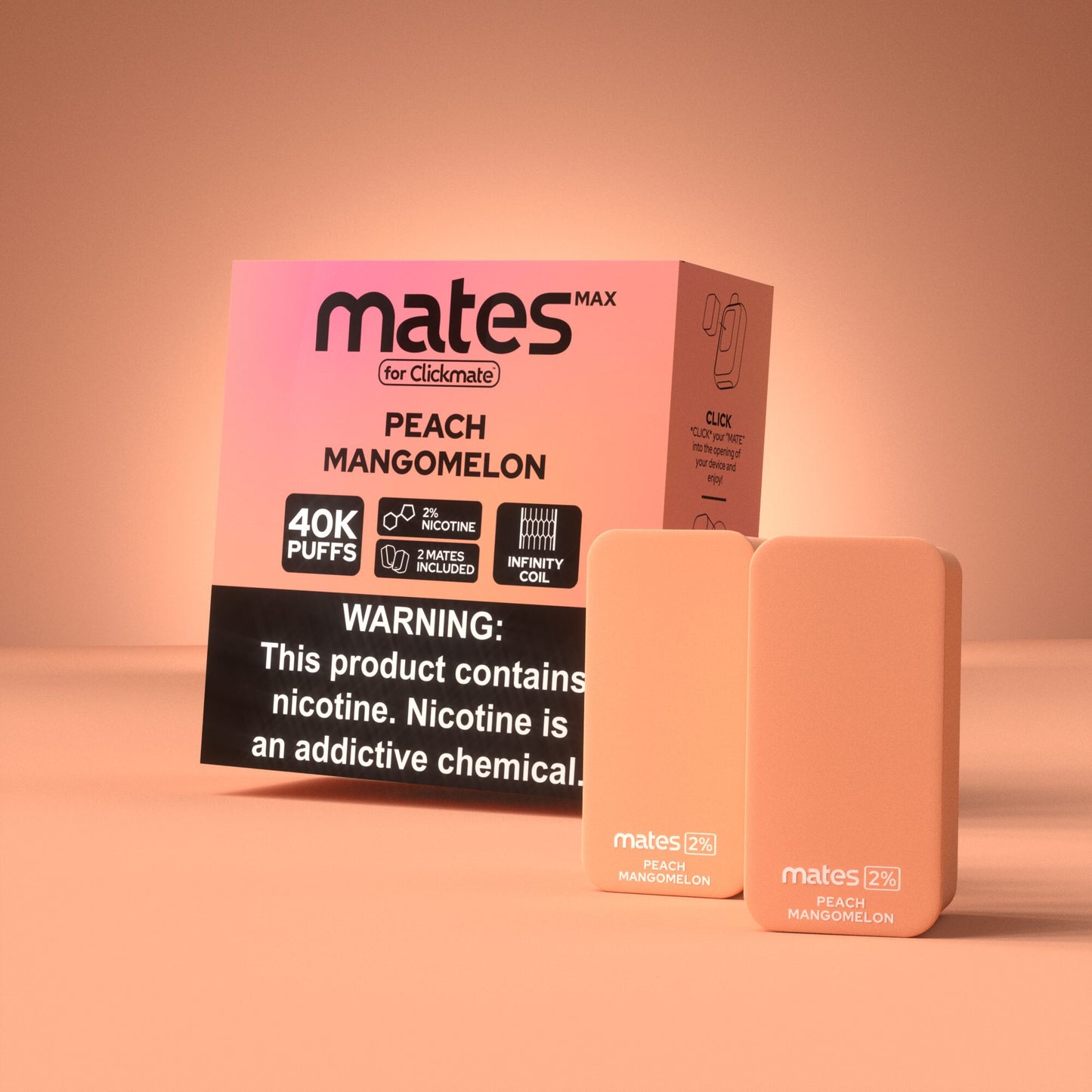 7Daze Clickmates | 5% Prefilled Mates MAX | (2-Pack) | Peach Mangomelon (Peach Mango Watermelon) with packaging
