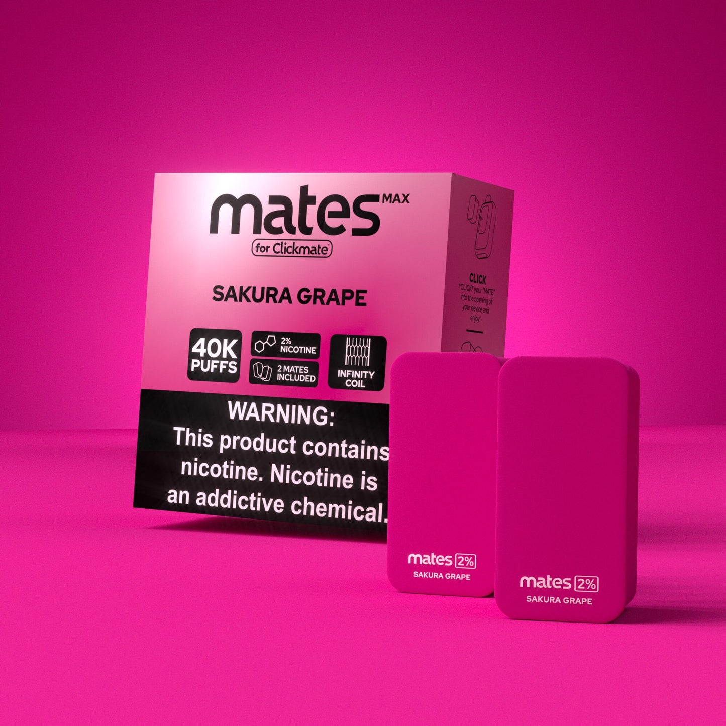 7Daze Clickmates | 2% Prefilled Mates MAX | (2-Pack) | Sakura Grape with packaging
