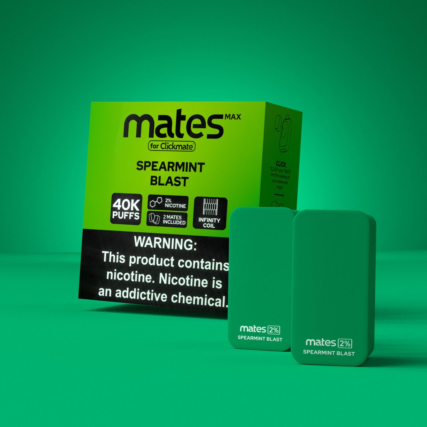 7Daze Clickmates | 5% Prefilled Mates MAX | (2-Pack) | Spearmint Blast with packaging