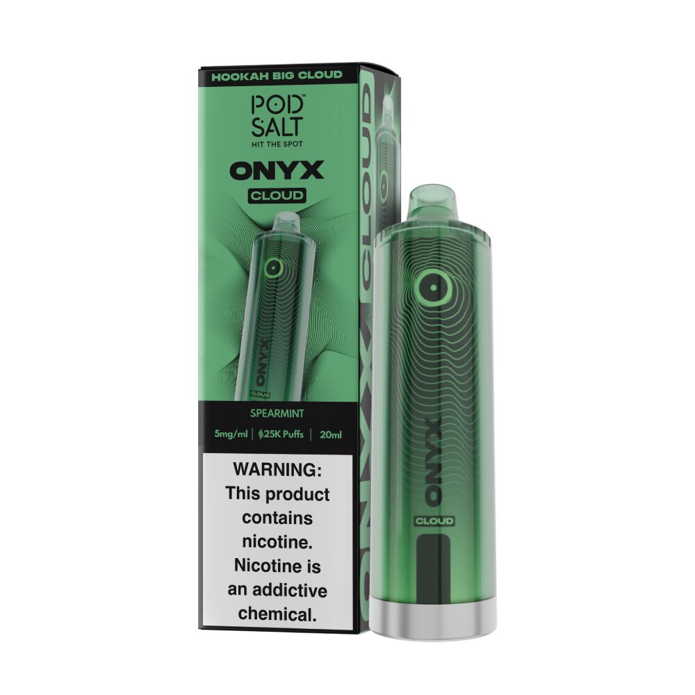 Pod Salt Onyx Cloud | 25K Puffs Disposable | 20mL | 5mg | Spearmint Shisha with packaging