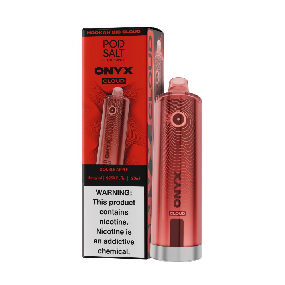 Pod Salt Onyx Cloud | 25K Puffs Disposable | 20mL | 5mg | Double Apple with packaging