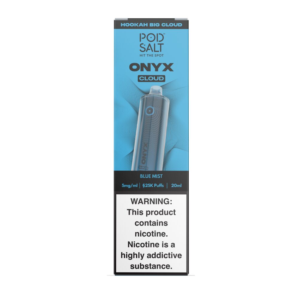 Pod Salt Onyx Cloud | 25K Puffs Disposable | 20mL | 5mg | Blue Mist Shisha with packaging