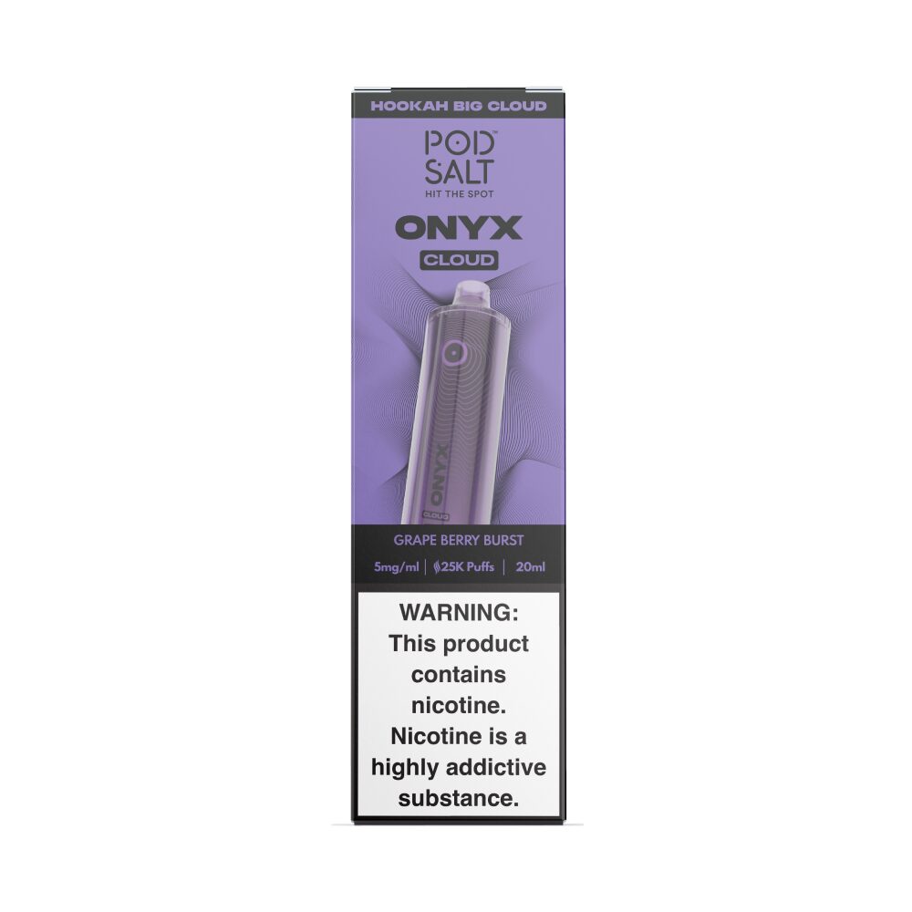 Pod Salt Onyx Cloud | 25K Puffs Disposable | 20mL | 5mg | Grape Berry Burst with packaging