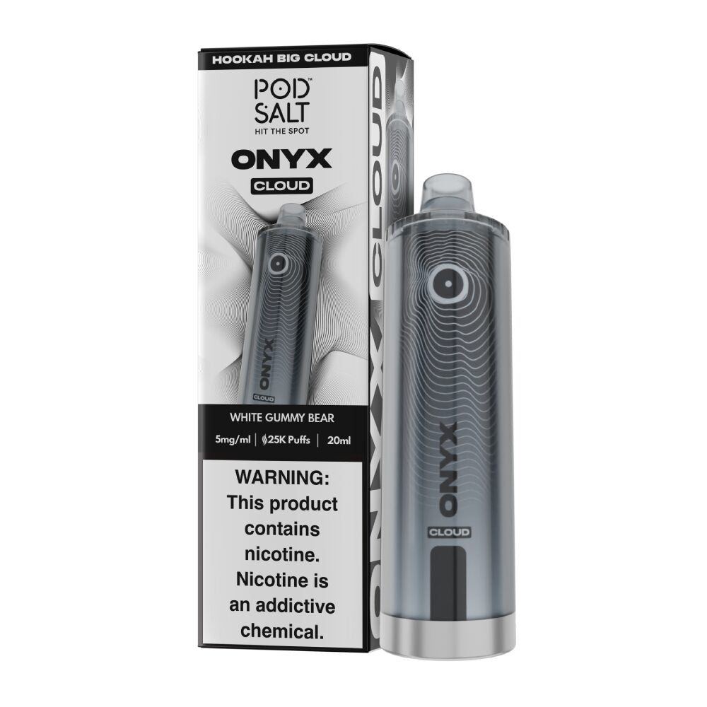 Pod Salt Onyx Cloud | 25K Puffs Disposable | 20mL | 5mg | White Gummy Bear with packaging