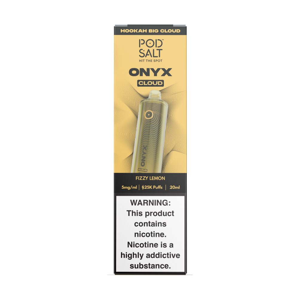 Pod Salt Onyx Cloud | 25K Puffs Disposable | 20mL | 5mg | Frizzy Lemon with packaging