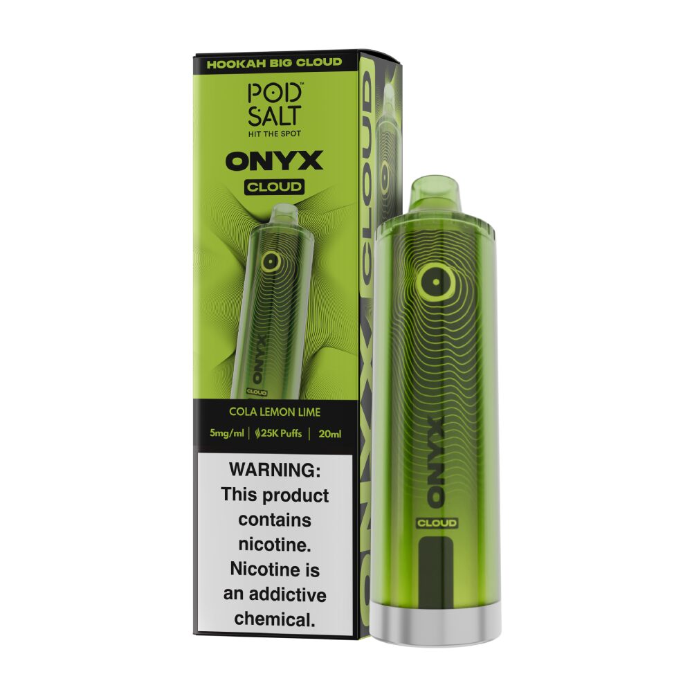 Pod Salt Onyx Cloud | 25K Puffs Disposable | 20mL | 5mg | Cola Lemon Lime with packaging