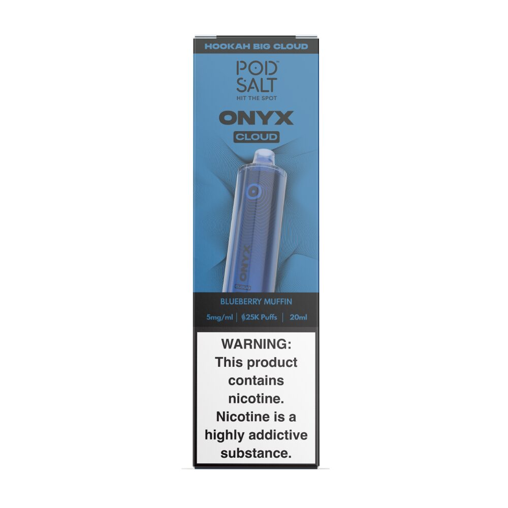 Pod Salt Onyx Cloud | 25K Puffs Disposable | 20mL | 5mg | Blueberry Muffin Shisha with packaging