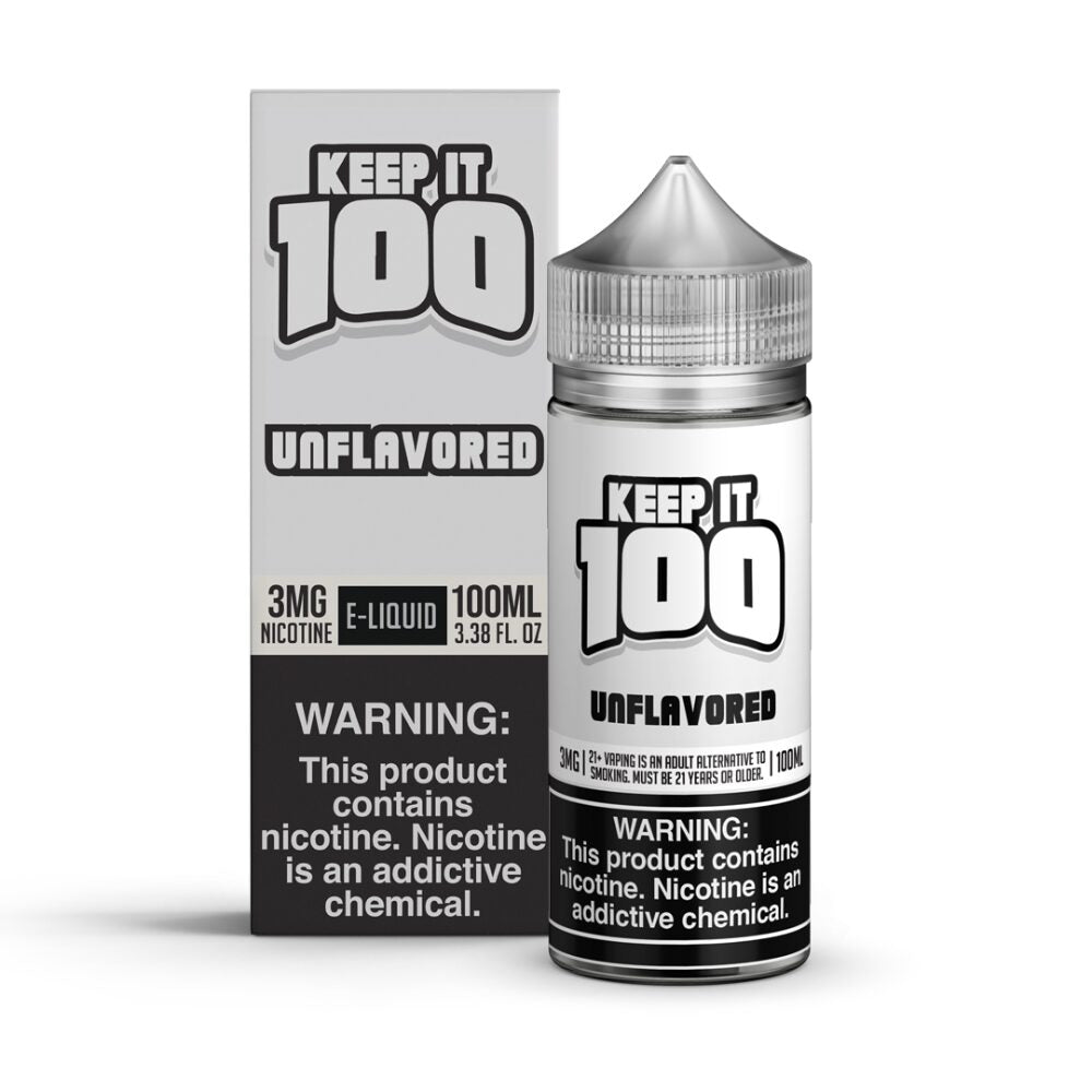 Keep It 100 - Unflavored E-Juice, 100mL with Packaging
