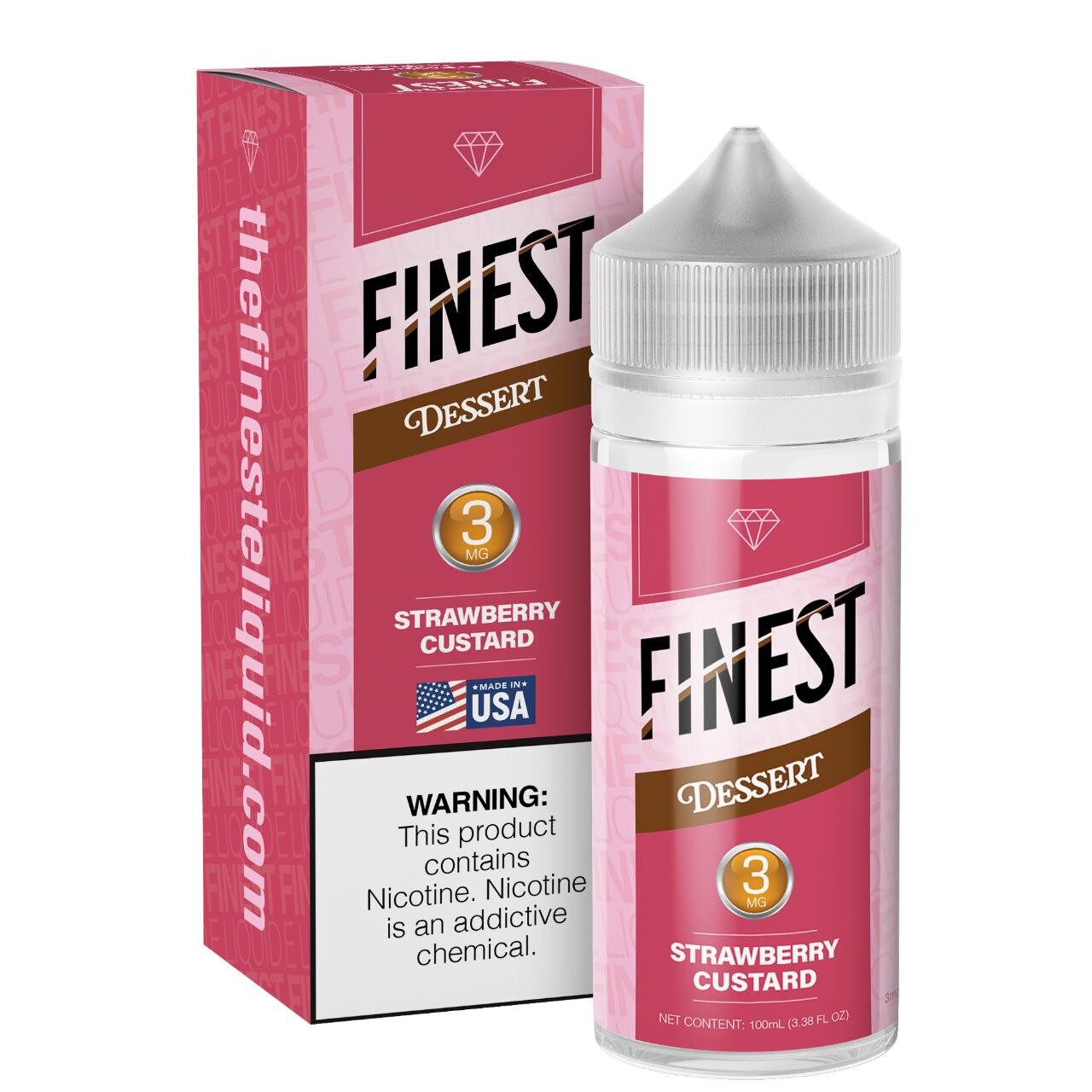 Finest - Strawberry Custard E-Juice, 100mL - 3mg