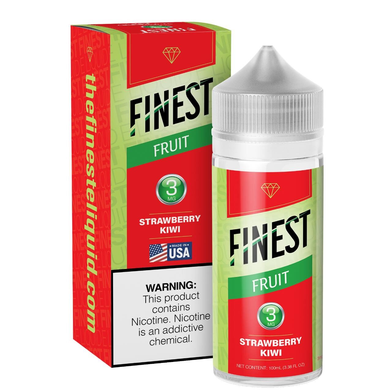 Finest - Strawberry Kiwi E-Juice, 100mL - 3mg