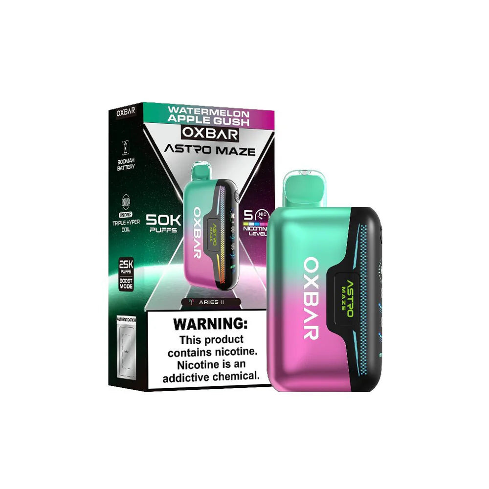 Oxbar Astro Maze - 50K Puffs Disposable - 14mL 50mg | Watermelon Apple Gush with Packaging
