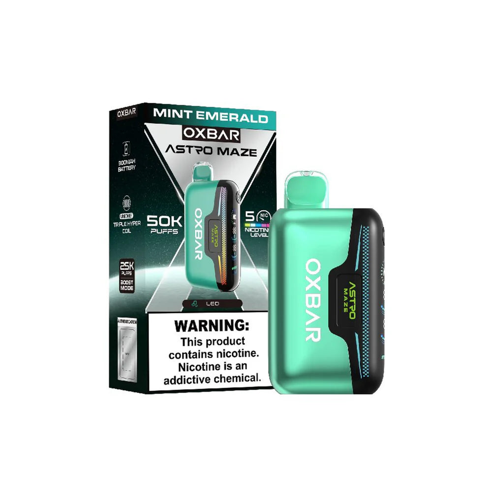 Oxbar Astro Maze - 50K Puffs Disposable - 14mL 50mg | Mint Emerald with Packaging
