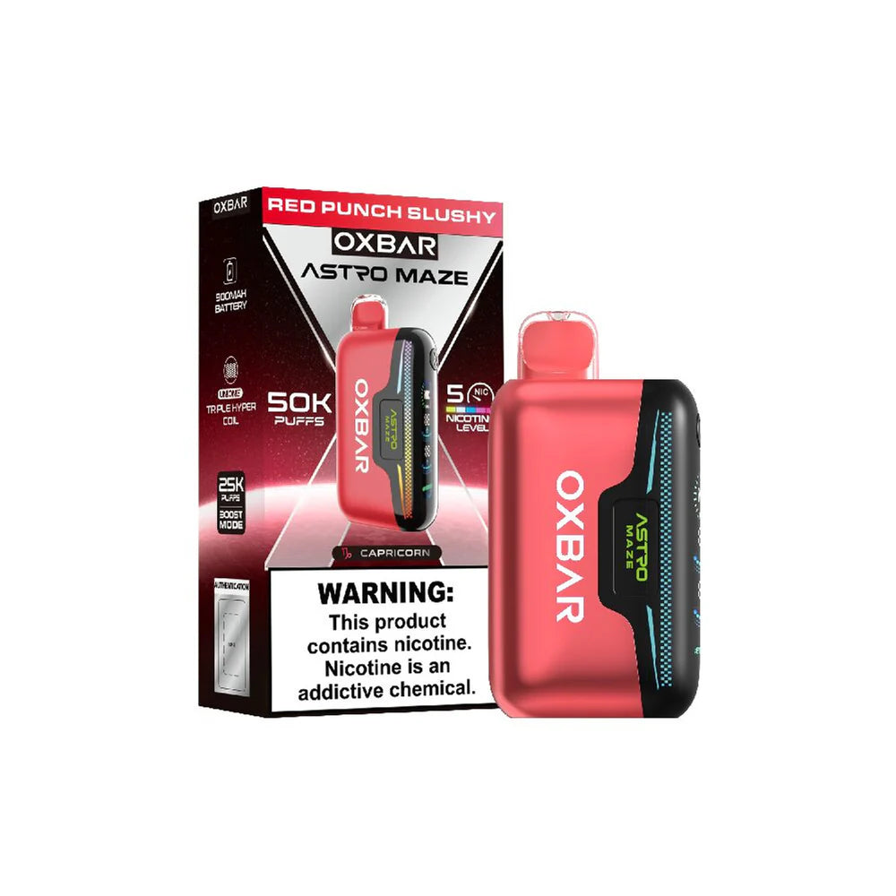 Oxbar Astro Maze - 50K Puffs Disposable - 14mL 50mg | Red Punch Slushy with Packaging
