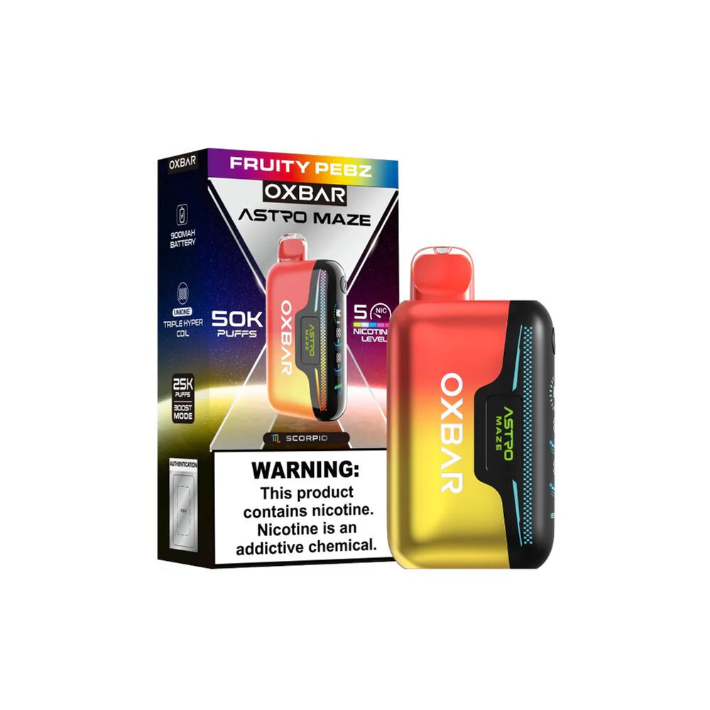 Oxbar Astro Maze - 50K Puffs Disposable - 14mL 50mg | Fruity Pebz with Packaging