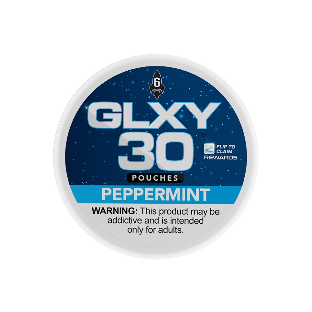 GLXY – DSPLY 5pc- Nic Pouch- 30ct Can- SAS - Peppermint with packaging