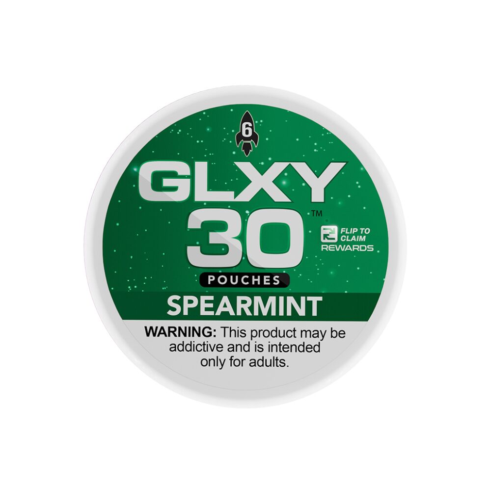 GLXY – DSPLY 5pc- Nic Pouch- 30ct Can- SAS - Spearmint with packaging
