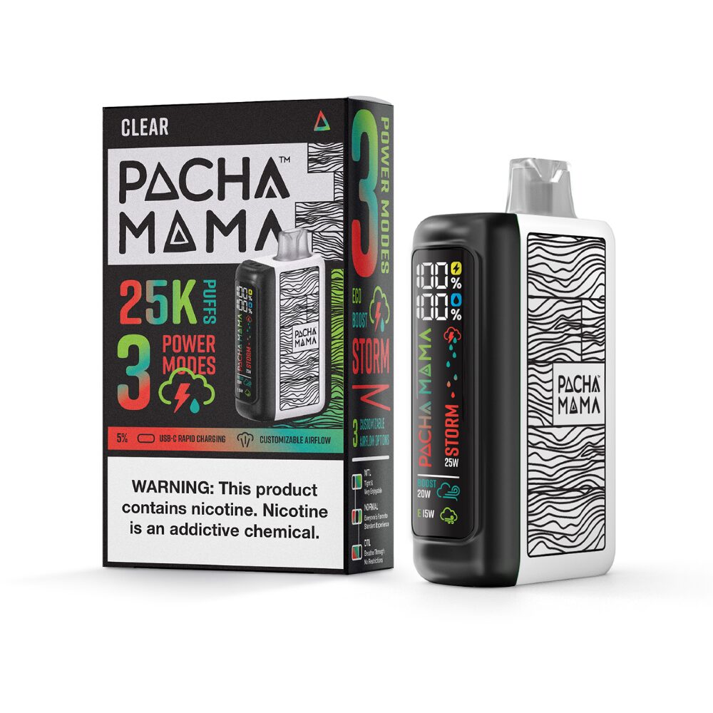 Pachamama 25k – 25K Puff Disposable - 20mL - Clear with packaging