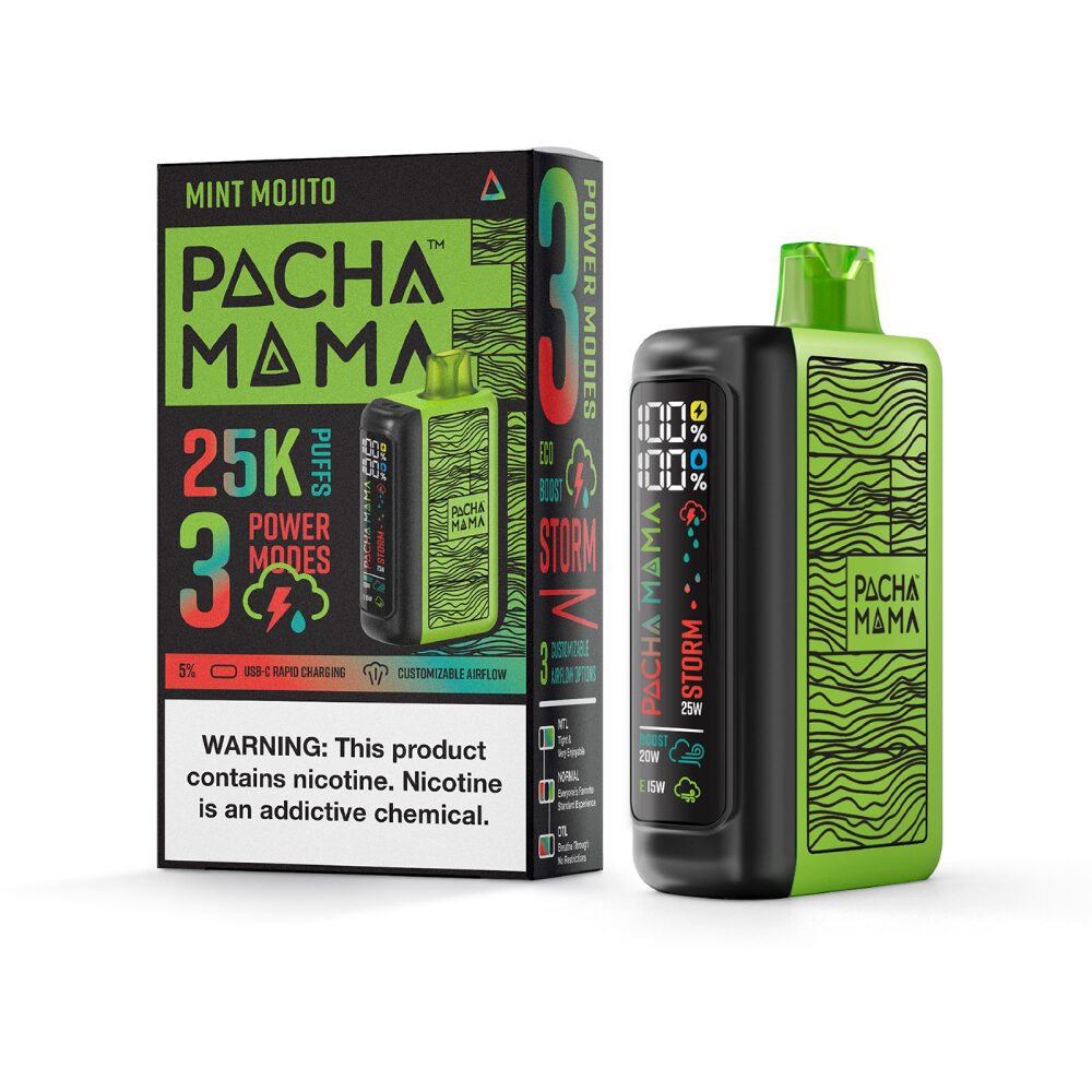 Pachamama 25k – 25K Puff Disposable - 20mL - Mint Mojito Lime
with packaging
