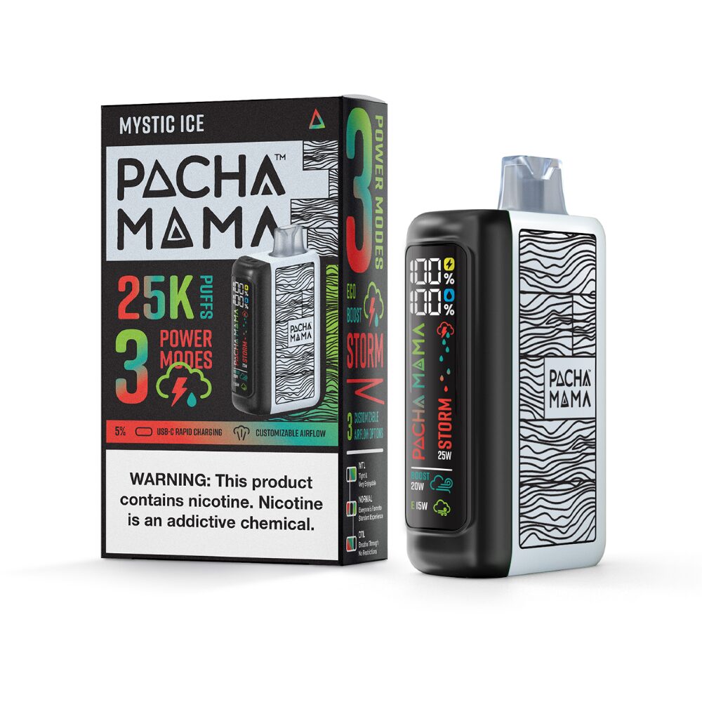 Pachamama 25k – 25K Puff Disposable - 20mL - Mystic Ice with packaging