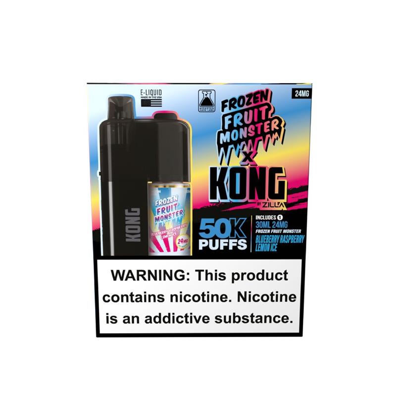 Kong by Zilla x Jam Monster Disposable 48mg Blueberry Raspberry Lemon Ice with packaging