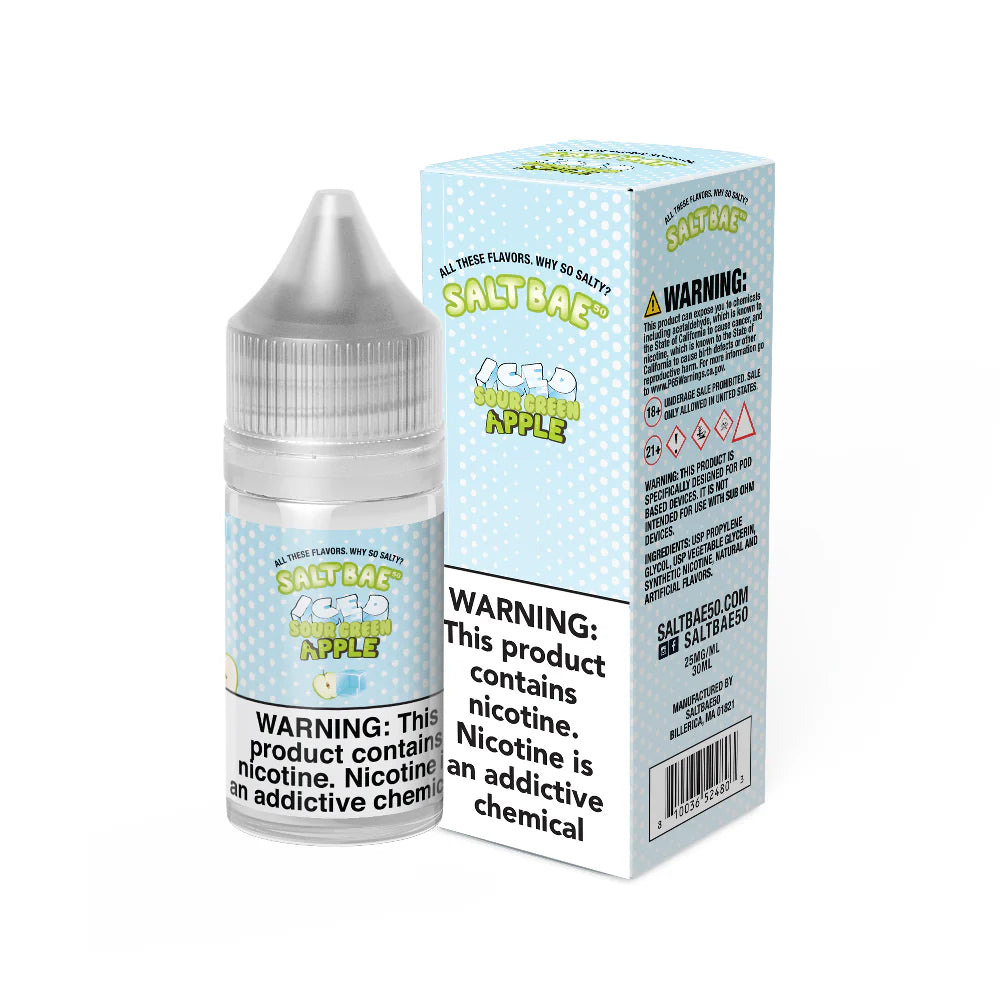 Salt Bae 50 Sour Green Apple Salts, 30mL with Packaging