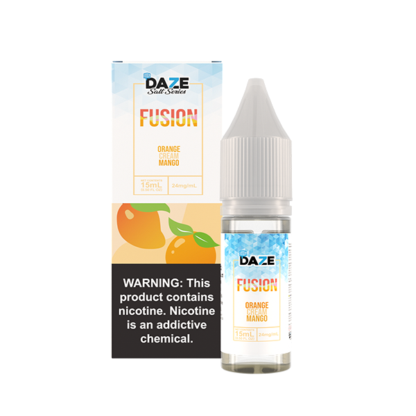 7Daze Fusion Salt Series | 15mL | 24mg | Orange Cream Mango Iced with Packaging
