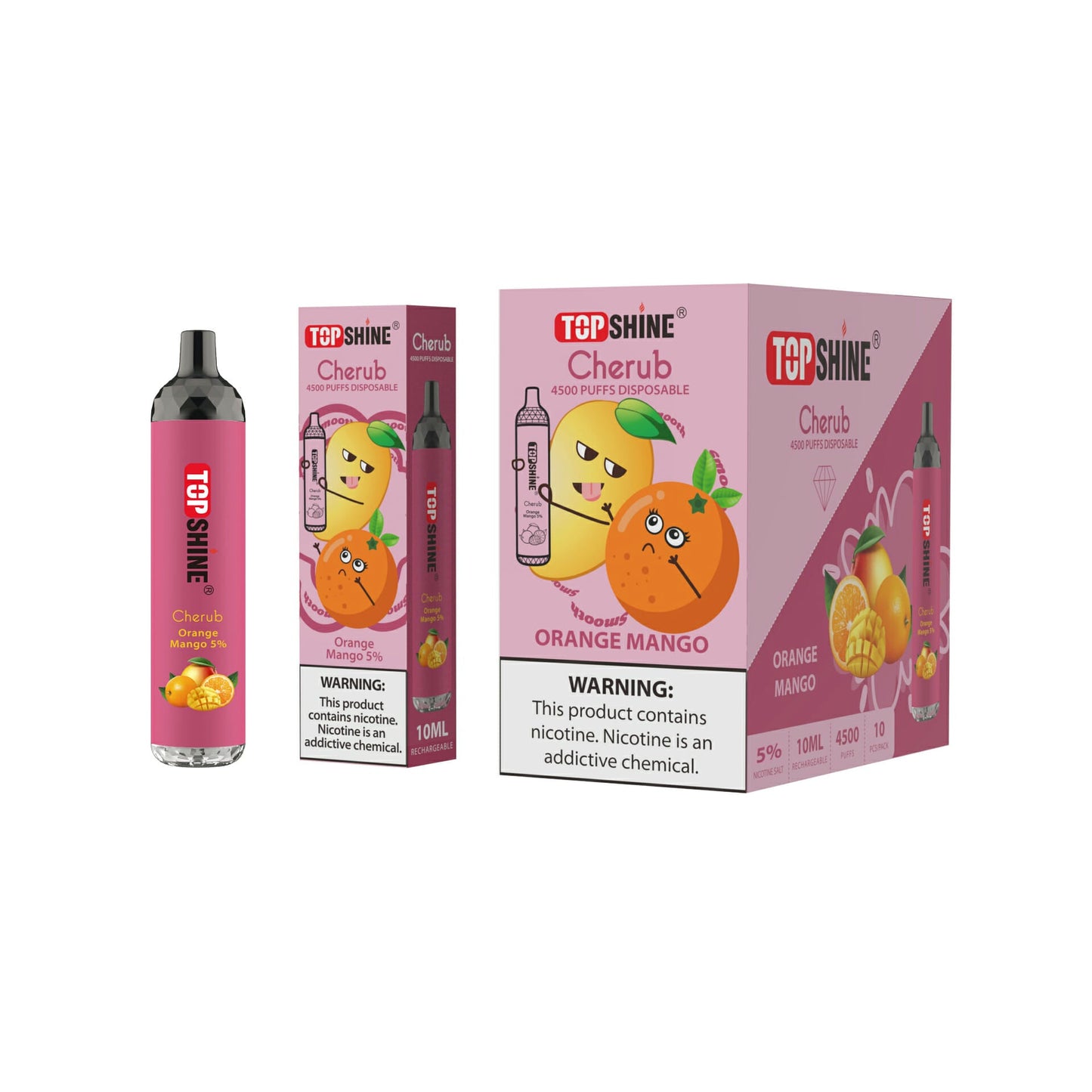 Topshine Disposable | 4500 Puffs | 10mL | Orange Mango with Packaging and Box