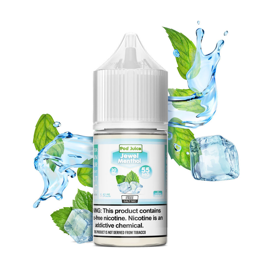 Jewel Menthol by Pod Juice Salts Series 30mL bottle with background