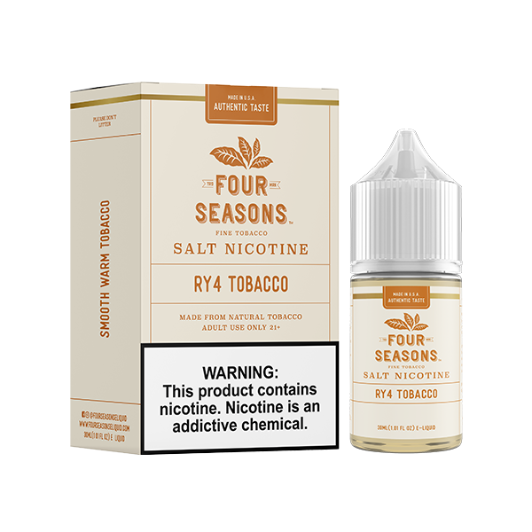 Four Seasons SALTS E-Liquid - RY4 Tobacco, 30ML with Packaging