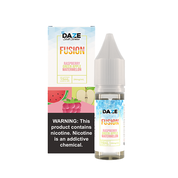 7Daze Fusion Salt Series | 15mL | 24mg | Raspberry Green Apple Watermelon Iced with Packaging