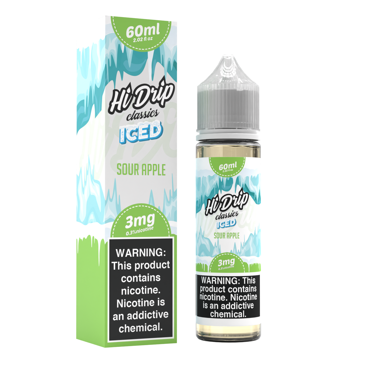 Hi-Drip - Sour Apple Iced E-Juice, 60mL with Packaging
