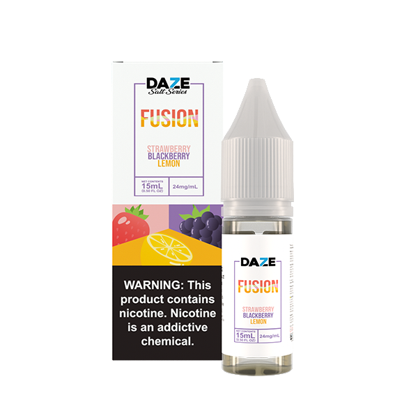 7Daze Fusion Salt Series | 15mL | 24mg | Strawberry Blackberry Lemon with Packaging