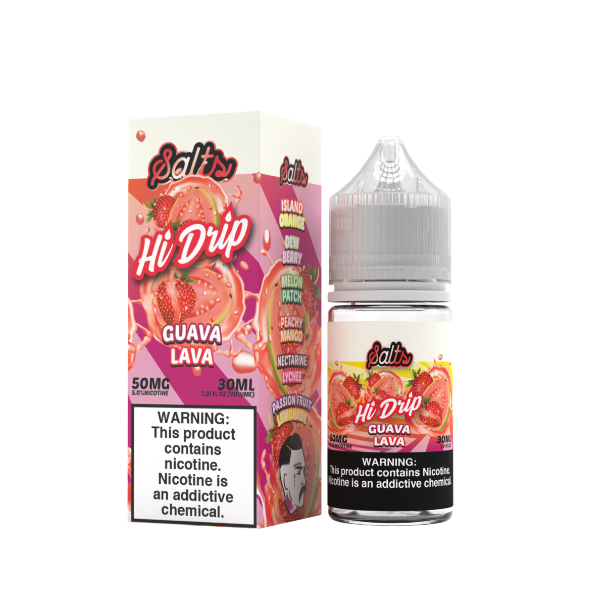 Hi-Drip Salt Series E-Liquid | 30mL | 50mg | (Salt Nic) | Guava Lava with packaging