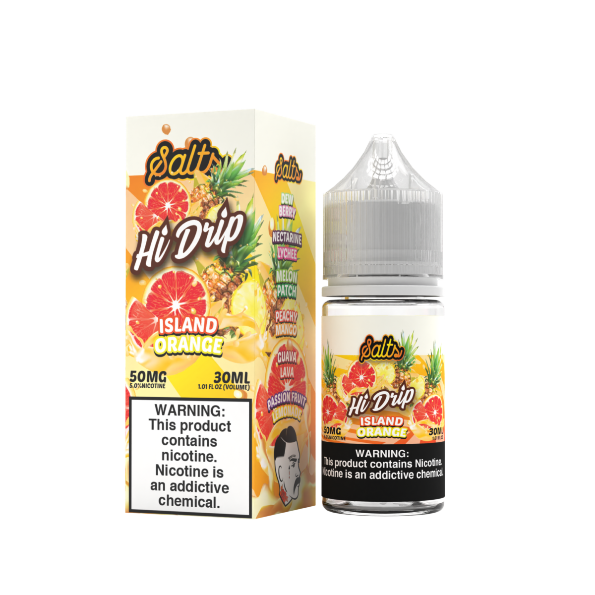 Hi-Drip Salt Series E-Liquid | 30mL | 50mg | (Salt Nic) | Island Orange with packaging