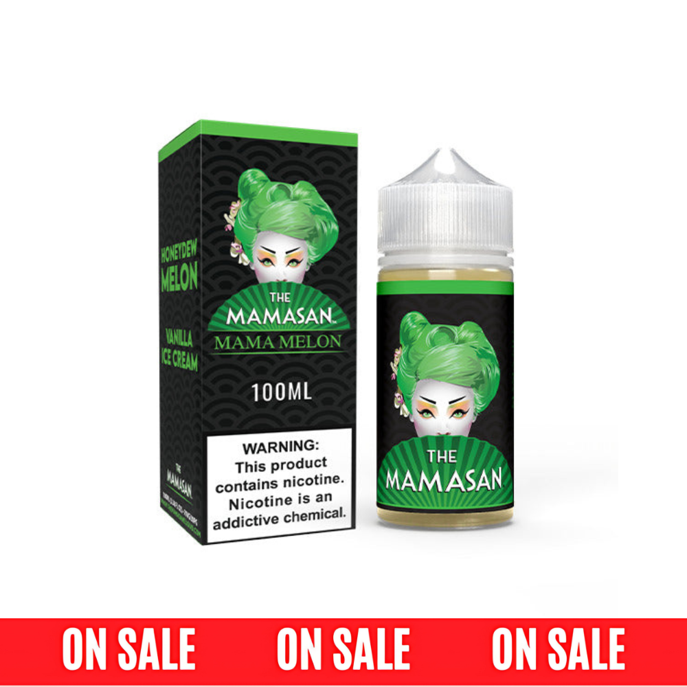 The Mamasan Series E-Liquid | 100mL | Mama Melon with packaging