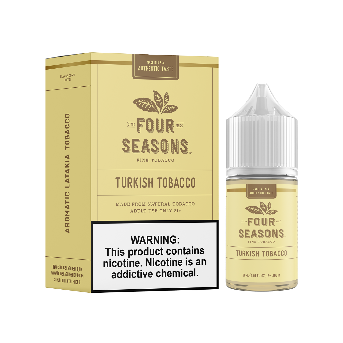 Four Seasons - Turkish Tobacco E-Juice, 30mL (Freebase) with Packaging