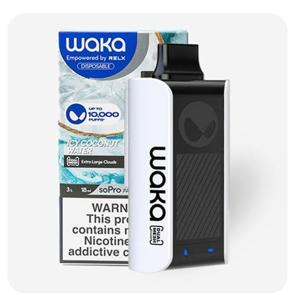 WAKA SoPro PA10000 Disposable by RELX | 10000 Puffs | 18mL | 30mg | Icy Coconut Water with packaging