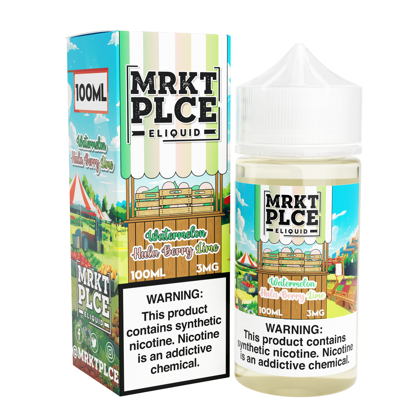 Watermelon Hula Berry Lime by MRKT PLCE Series 100mL (Freebase) with Packaging