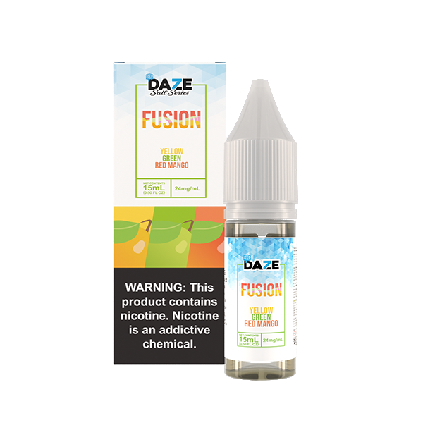 7Daze Fusion Salt Series | 15mL | 24mg | Yellow Green Red Mango Iced with Packaging