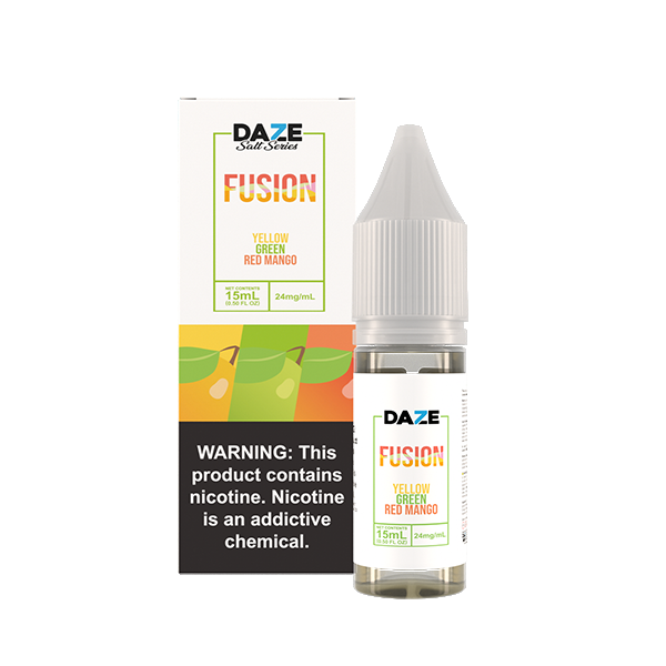 7Daze Fusion Salt Series | 15mL | 24mg | Yellow Green Red Mango with Packaging