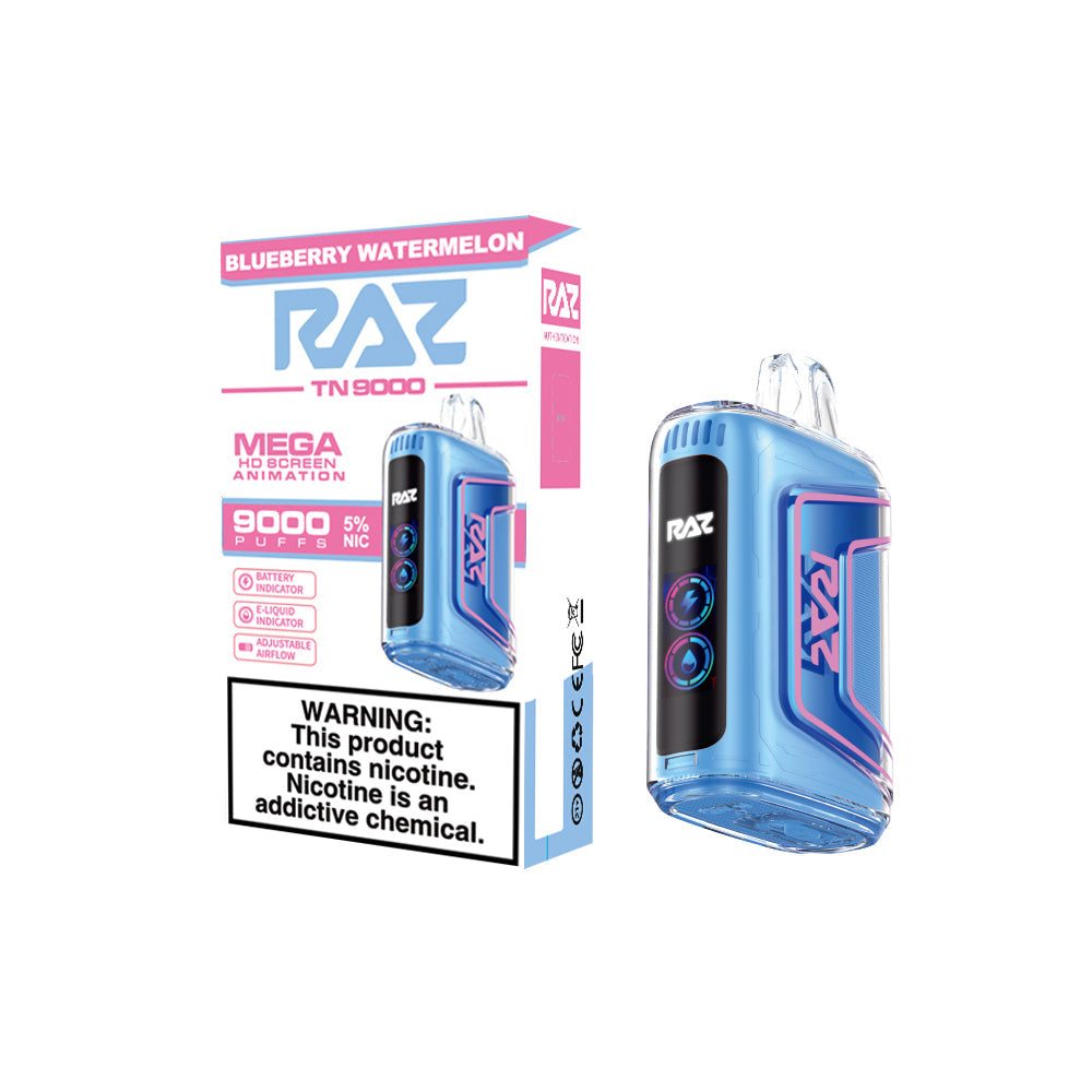 RAZ TN9000 Disposable | 9000 Puffs | 12mL | 50mg | blueberry watermelon with packaging