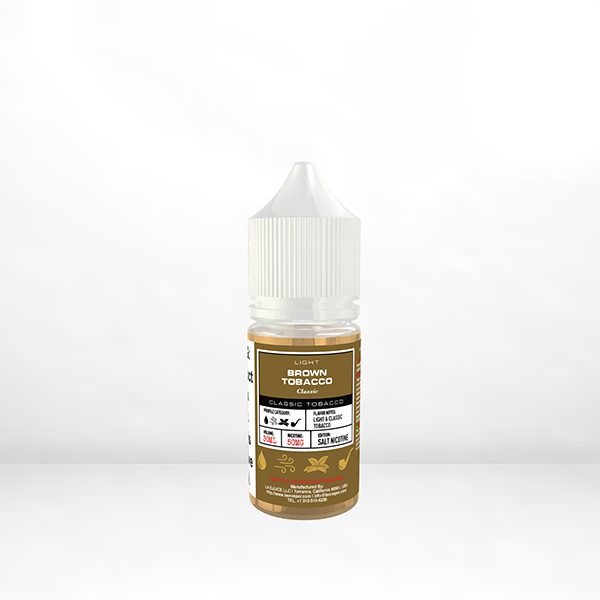 GLAS BSX TFN Salt Series E-Liquid | 50mg | 30mL | (Salt Nic) | Light Classic Brown Tobacco