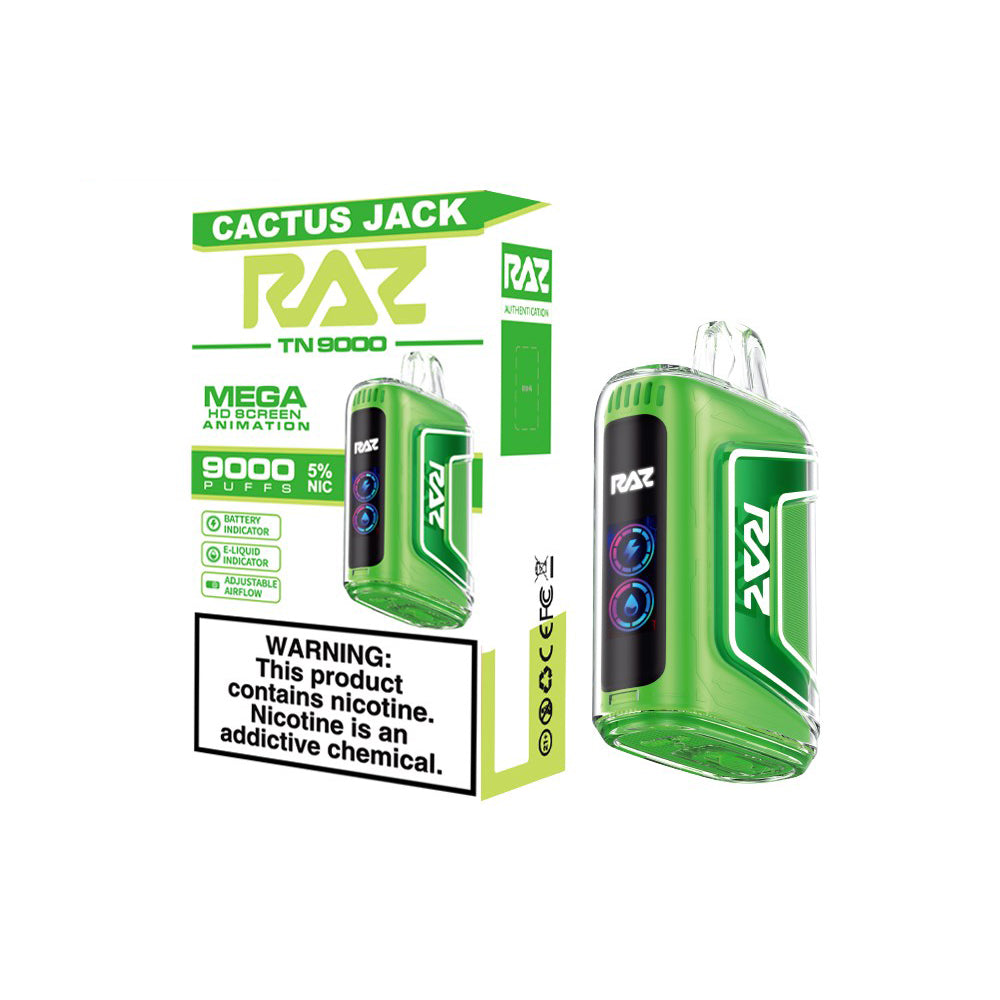 RAZ TN9000 Disposable | 9000 Puffs | 12mL | 50mg | cactus jack with packaging