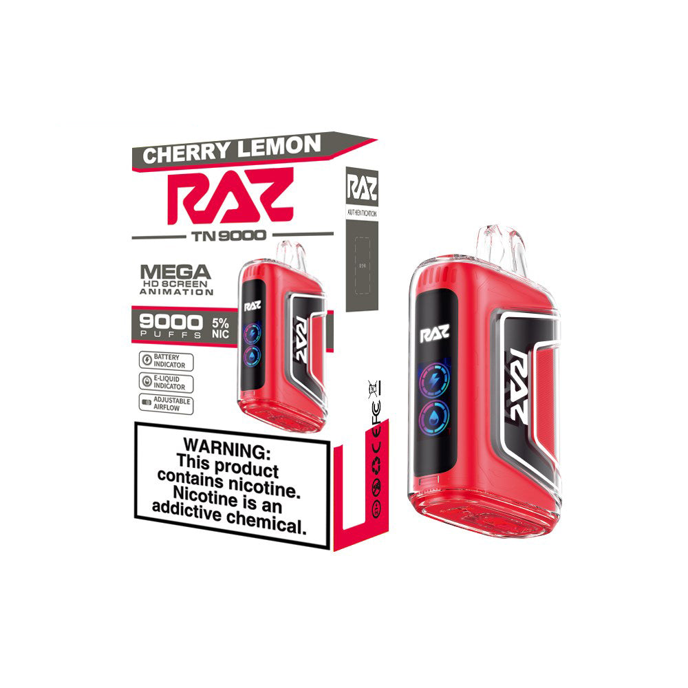RAZ TN9000 Disposable | 9000 Puffs | 12mL | 50mg | cherry lemon with packaging