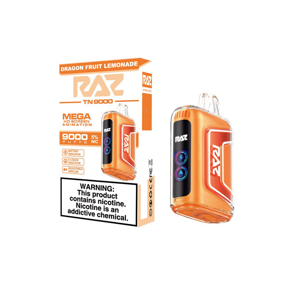 RAZ TN9000 Disposable | 9000 Puffs | 12mL | 50mg | dragon fruit lemonade with packaging